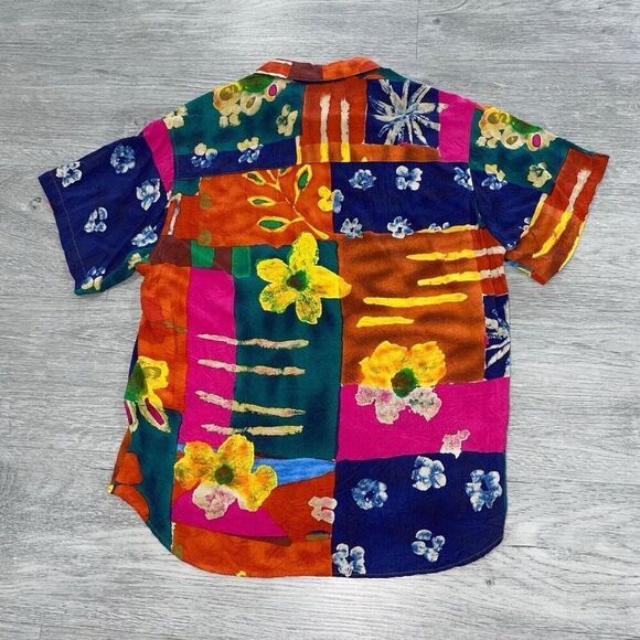 Vintage Jams World Men’s Medium Floral Hawaiian Button Down Short Sleeve Rayon - Picture 2 of 8